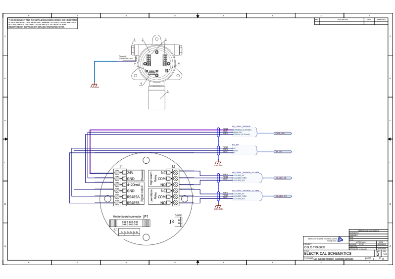 Newlight electrical schematic showing sensor wiring and connector terminals